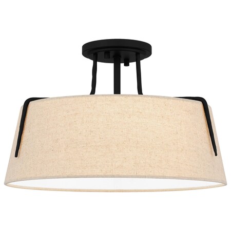 Quoizel Leona 3-Light Matte Black Semi-Flush Mount LOA1716MBK